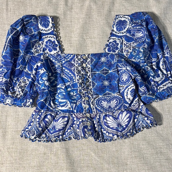 FARM Rio Blue Floral Blouse - Picture 1 of 6
